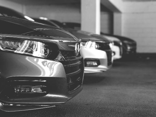 Row of cars at a dealership