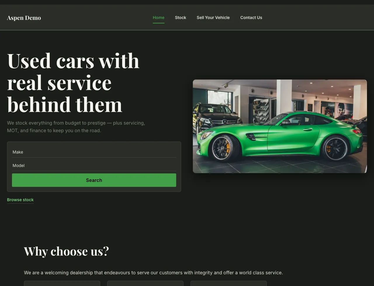 Aspen car dealer website template