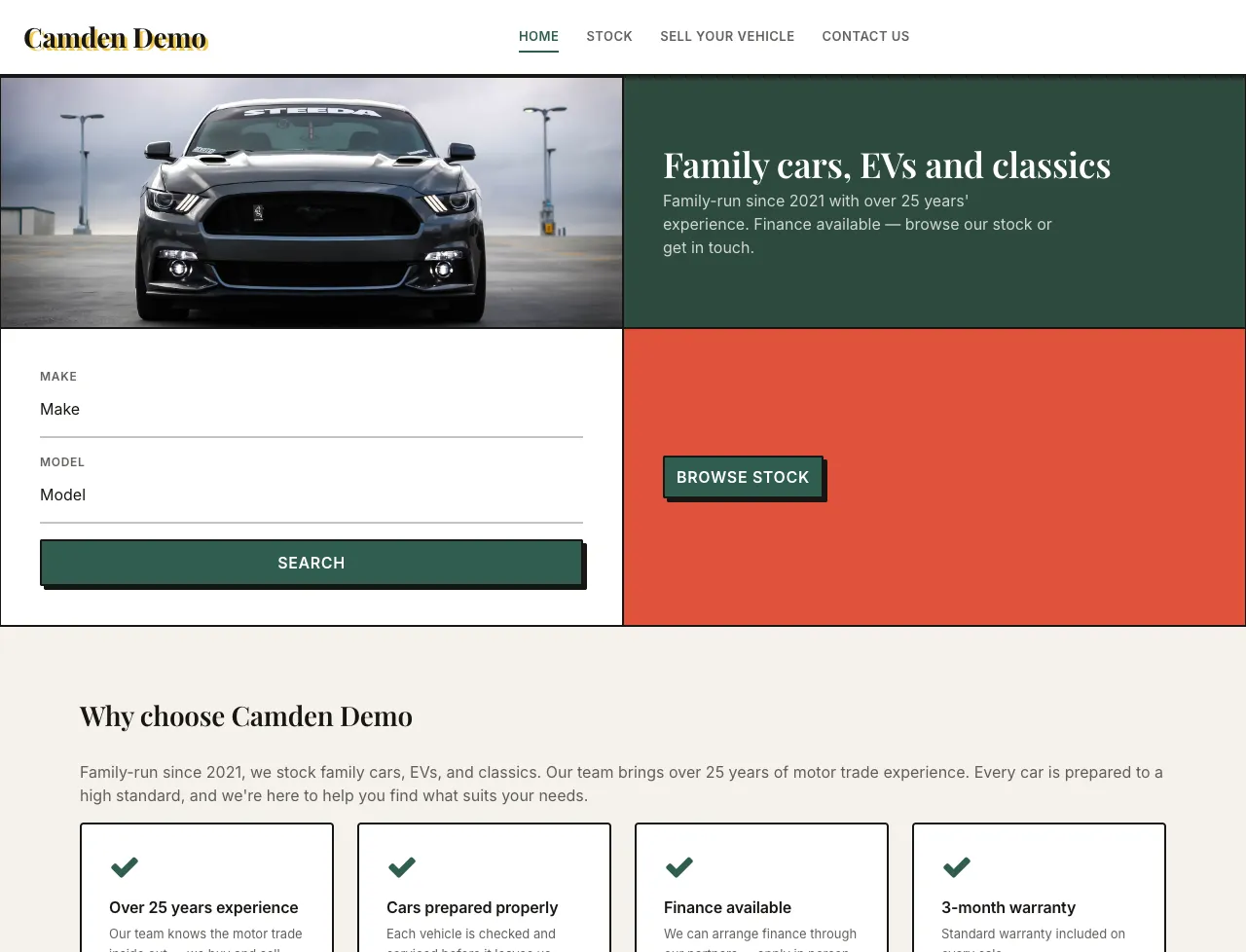 Camden car dealer website template