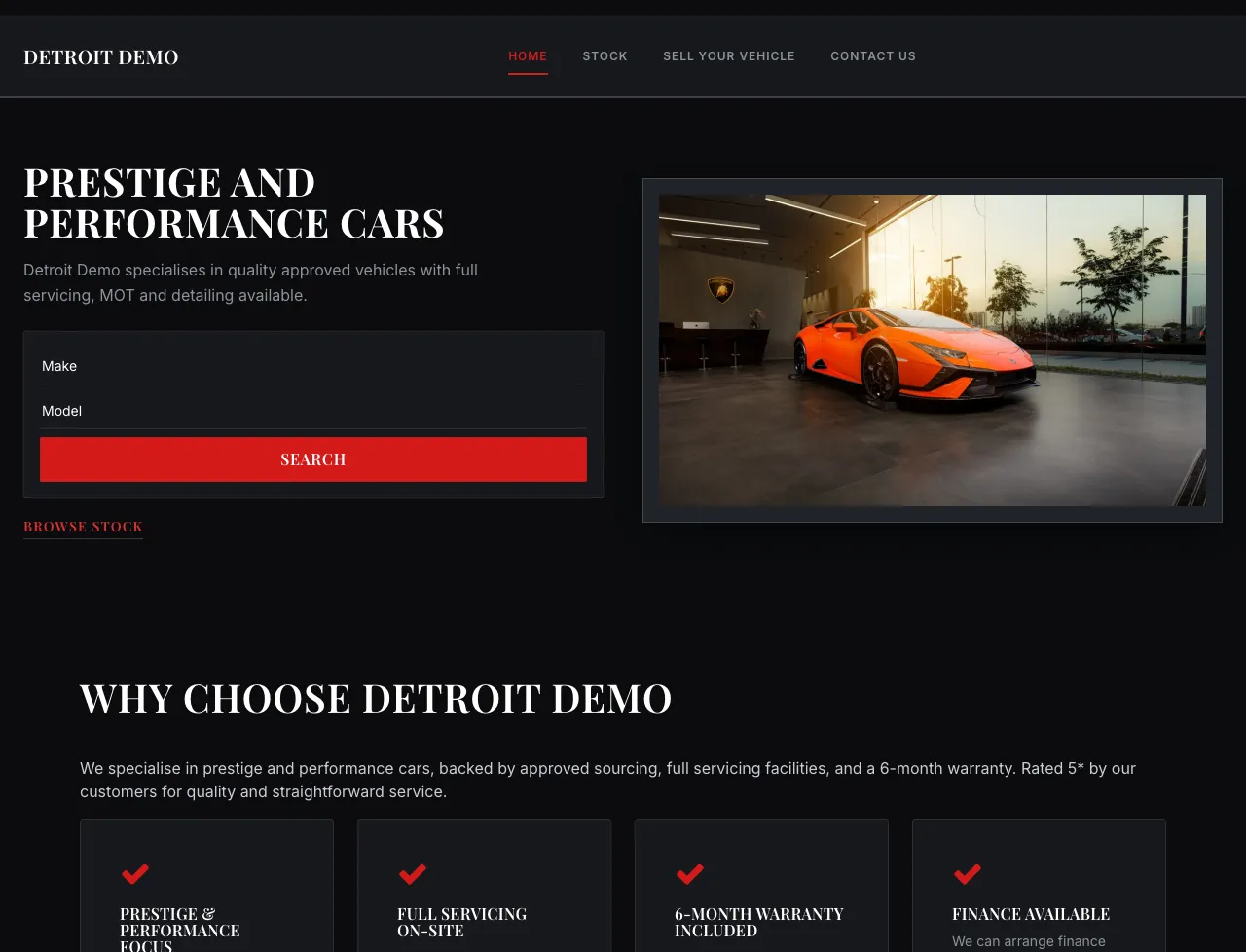 Detroit car dealer website template
